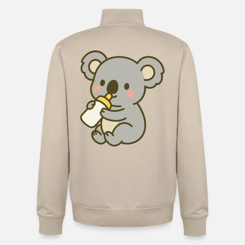 Koala câlin avec biberon - Sweat zippé unisexe en coton bio Stanley/Stella - beige crème