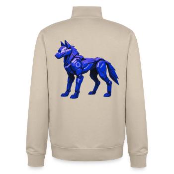 Futuristic Digital Wolf Illustration - Unisex Organic Zip Sweatshirt by Stanley/Stella - desert dust - Back - AI Model Male 185 dark (185cm)
