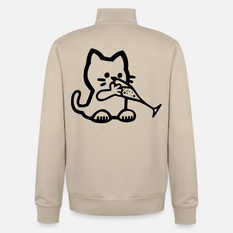 Durstiges Kätzchen - Unisex Organic Zip Sweatshirt von Stanley/Stella - Cremebeige