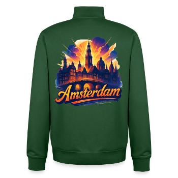 Amsterdam Capitale Pays-Bas Pays-Bas Cadeau - Sweat zippé unisexe en coton bio Stanley/Stella - vert bouteille - Dos - AI Model Male 185 dark (185cm)