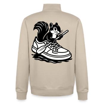 Squirrel in sneakers! - Unisex Organic Zip Sweatshirt by Stanley/Stella - desert dust - Back - AI Model Male 185 dark (185cm)