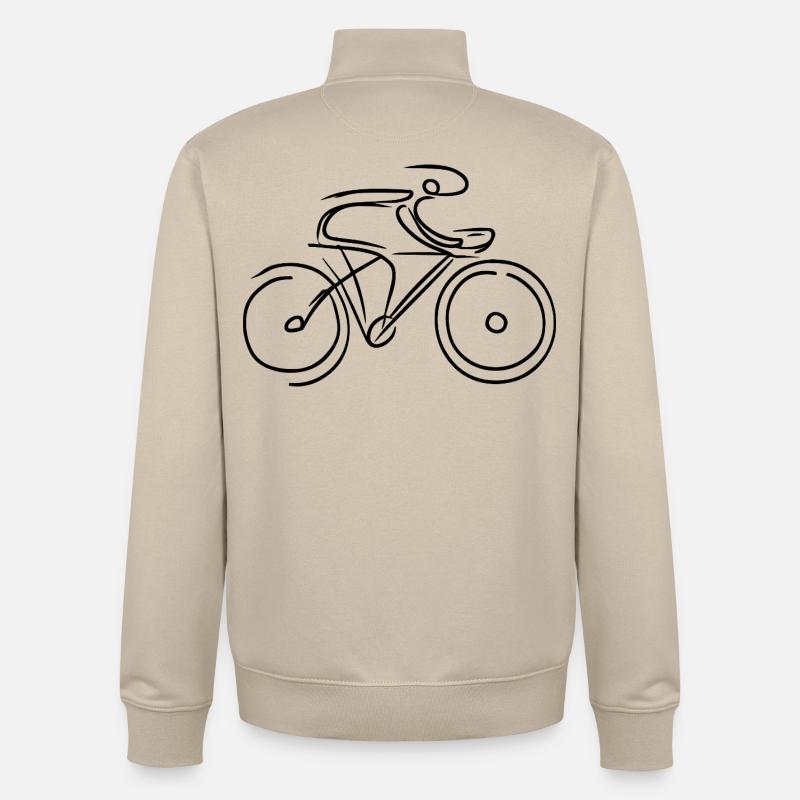 Graphique de vélo de route - Sweat zippé unisexe en coton bio Stanley/Stella - beige crème