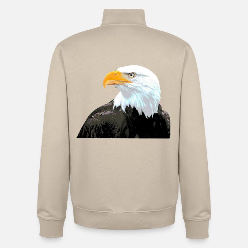 Bald Eagle Bird Statement Cool Animals - Unisex Organic Zip Sweatshirt by Stanley/Stella - desert dust