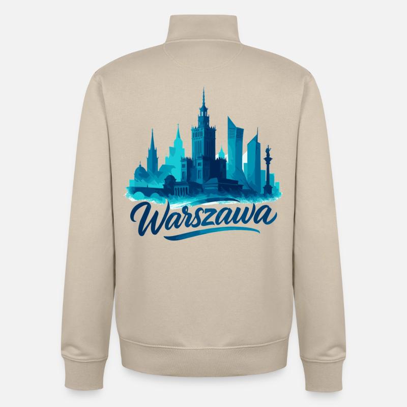 Varsovie Warszawa Capitale Pologne Cadeau - Sweat zippé unisexe en coton bio Stanley/Stella - beige crème