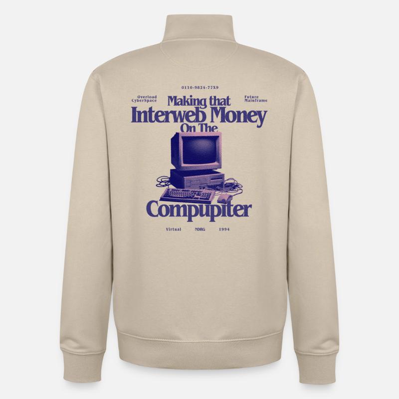 InterwebMoney Computer Design - Unisex Organic Zip Sweatshirt by Stanley/Stella - desert dust