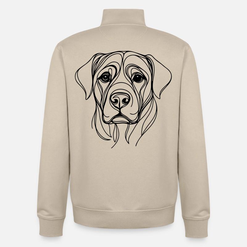Dog_line_art_1 - Sweat zippé unisexe en coton bio Stanley/Stella - beige crème