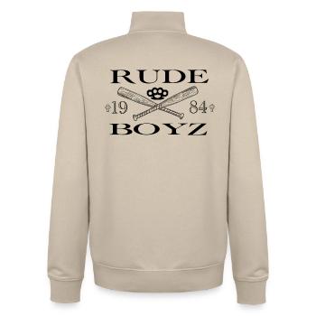 Roud Boyz 1984 – Battes de baseball streetwear et Celti - Sweat zippé unisexe en coton bio Stanley/Stella - beige crème - Dos - AI Model Male 185 dark (185cm)
