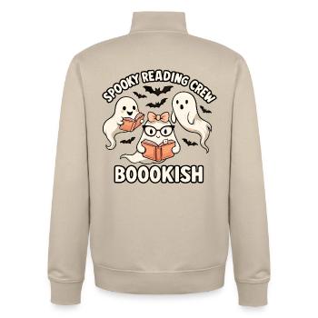 Squad de Lecteurs Fantomatiques - Sweat zippé unisexe en coton bio Stanley/Stella - beige crème - Dos - AI Model Male 185 dark (185cm)