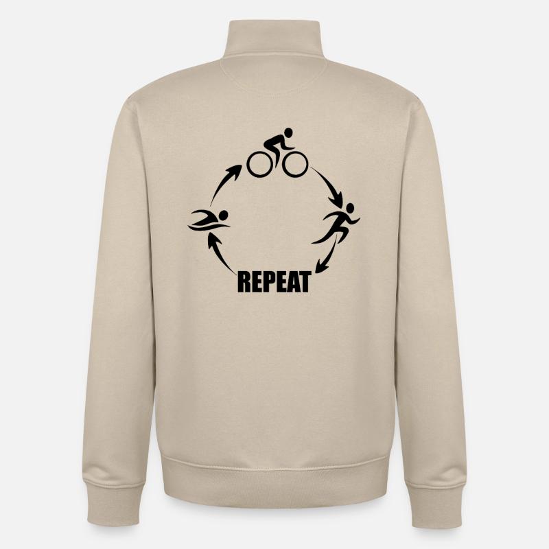 Triathlon natation vélo de route course à pied idée cadeau - Sweat zippé unisexe en coton bio Stanley/Stella - beige crème