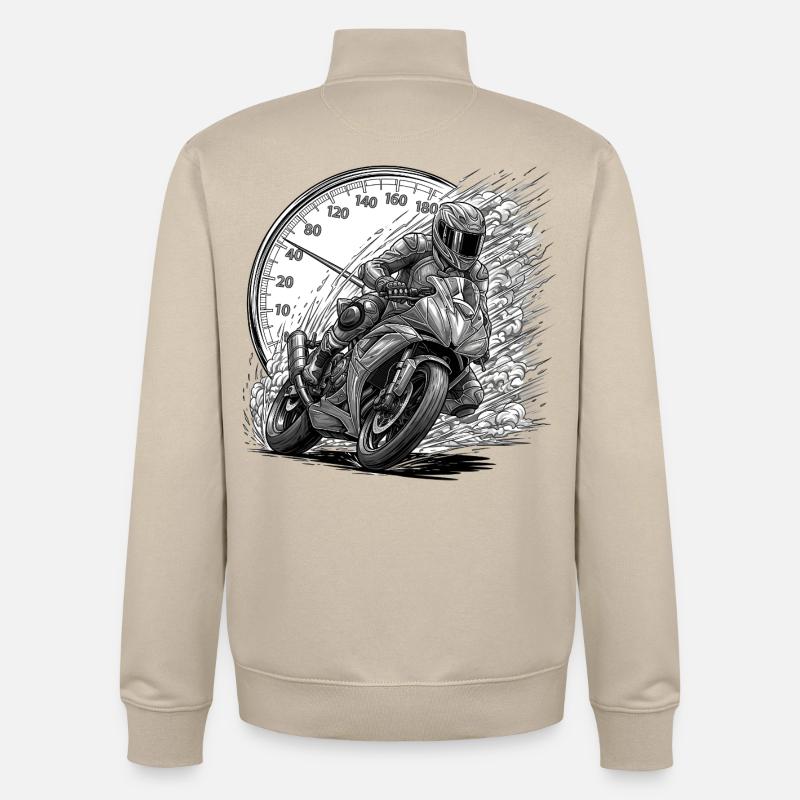 Biker, der von Geschwindigkeit angetrieben wird - Unisex Organic Zip Sweatshirt von Stanley/Stella - Cremebeige