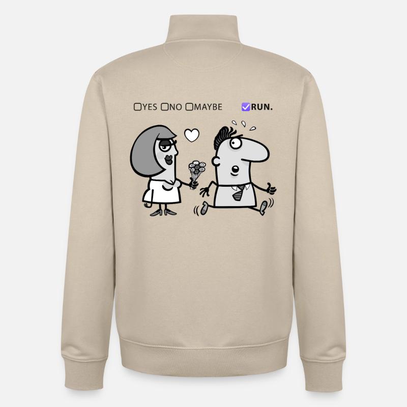 Liebe oder Flucht – Skurriles Humor-Design - Unisex Organic Zip Sweatshirt von Stanley/Stella - Cremebeige