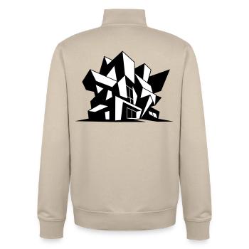 Brutalisme Architecture - Sweat zippé unisexe en coton bio Stanley/Stella - beige crème - Dos - AI Model Male 185 dark (185cm)