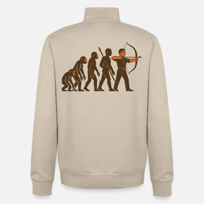 Archery Evolution Bogenschütze Bogen Ziel - Unisex Organic Zip Sweatshirt von Stanley/Stella - Cremebeige