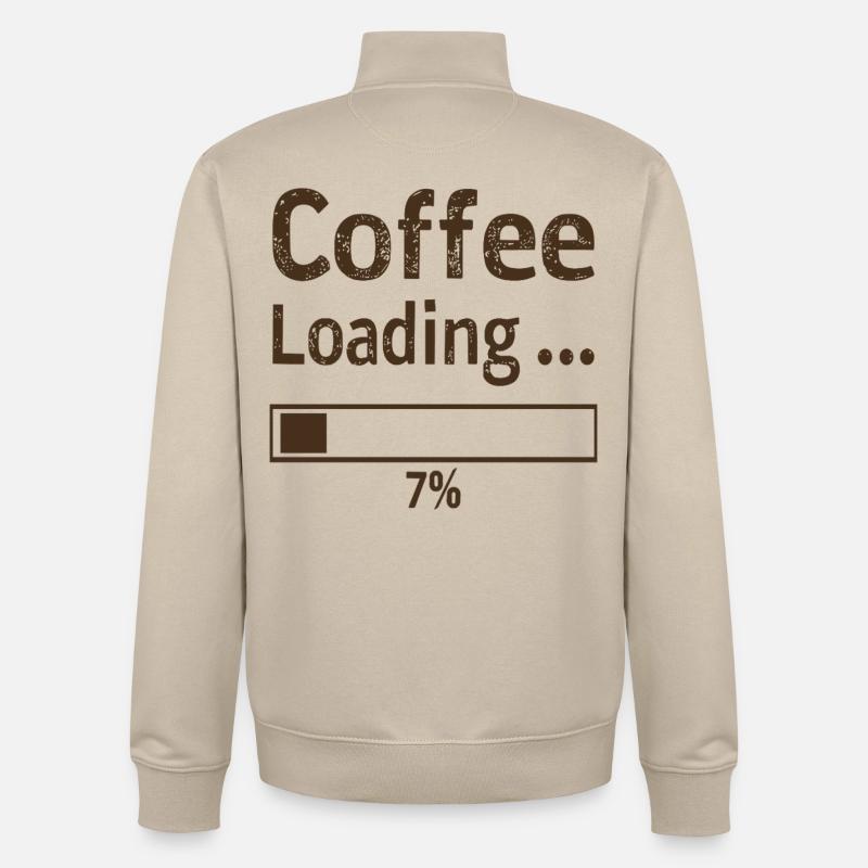 Coffee Loading Spruch Zitat - Unisex Organic Zip Sweatshirt von Stanley/Stella - Cremebeige