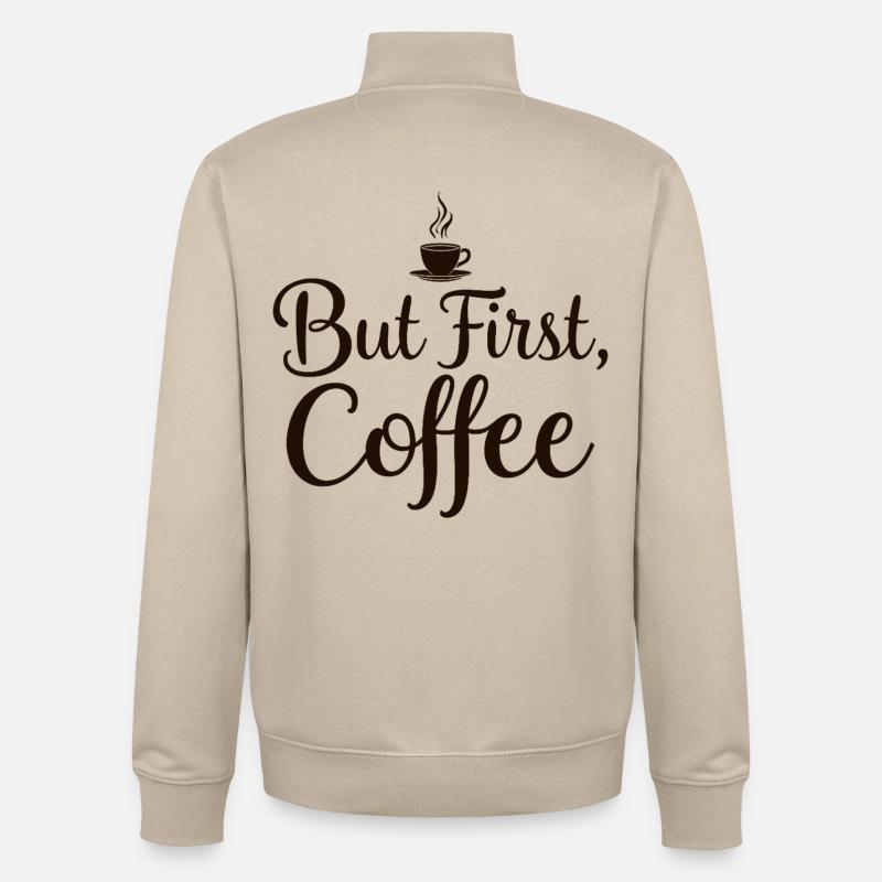 Mais la première citation du café - Sweat zippé unisexe en coton bio Stanley/Stella - beige crème