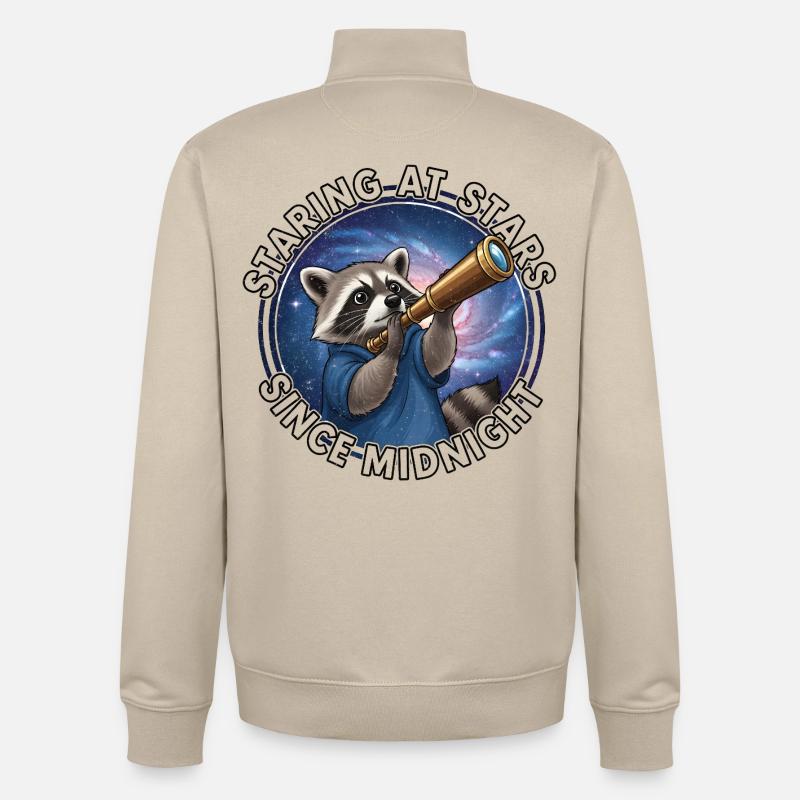 Raton laveur de l’espace avec télescope - Sweat zippé unisexe en coton bio Stanley/Stella - beige crème