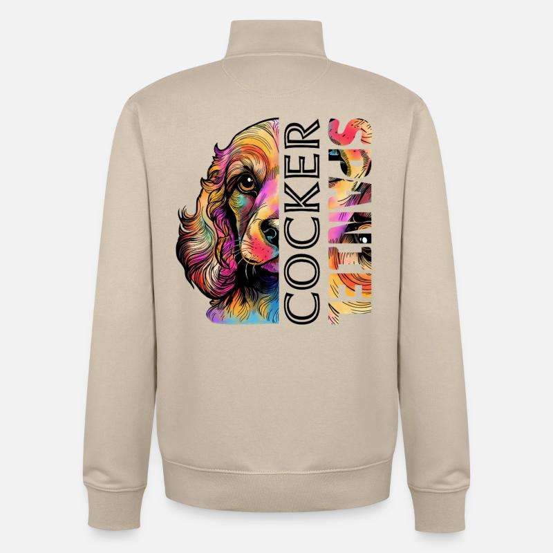 Cocker Spaniel coloré - Sweat zippé unisexe en coton bio Stanley/Stella - beige crème