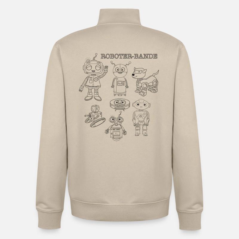 More robots, more fun - Unisex Organic Zip Sweatshirt by Stanley/Stella - desert dust