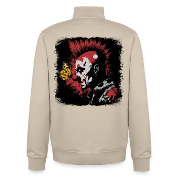 Clown effrayant et papillon - Sweat zippé unisexe en coton bio Stanley/Stella - beige crème - Dos - AI Model Male 185 dark (185cm)