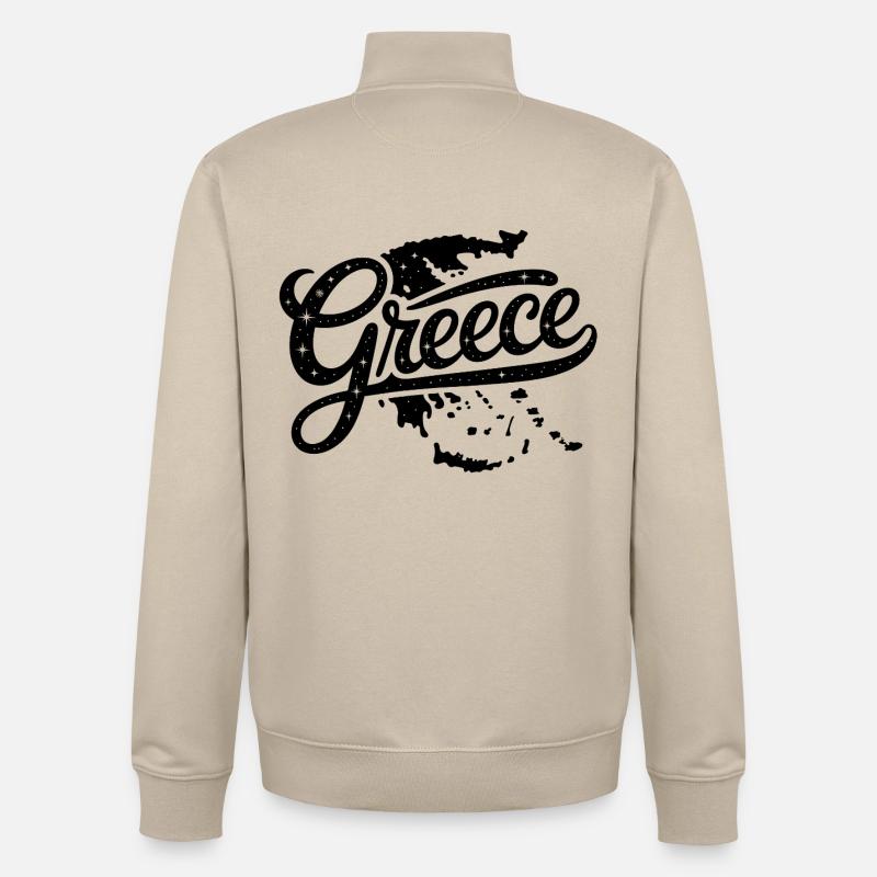 Grèce - Conception de souvenirs - Sweat zippé unisexe en coton bio Stanley/Stella - beige crème