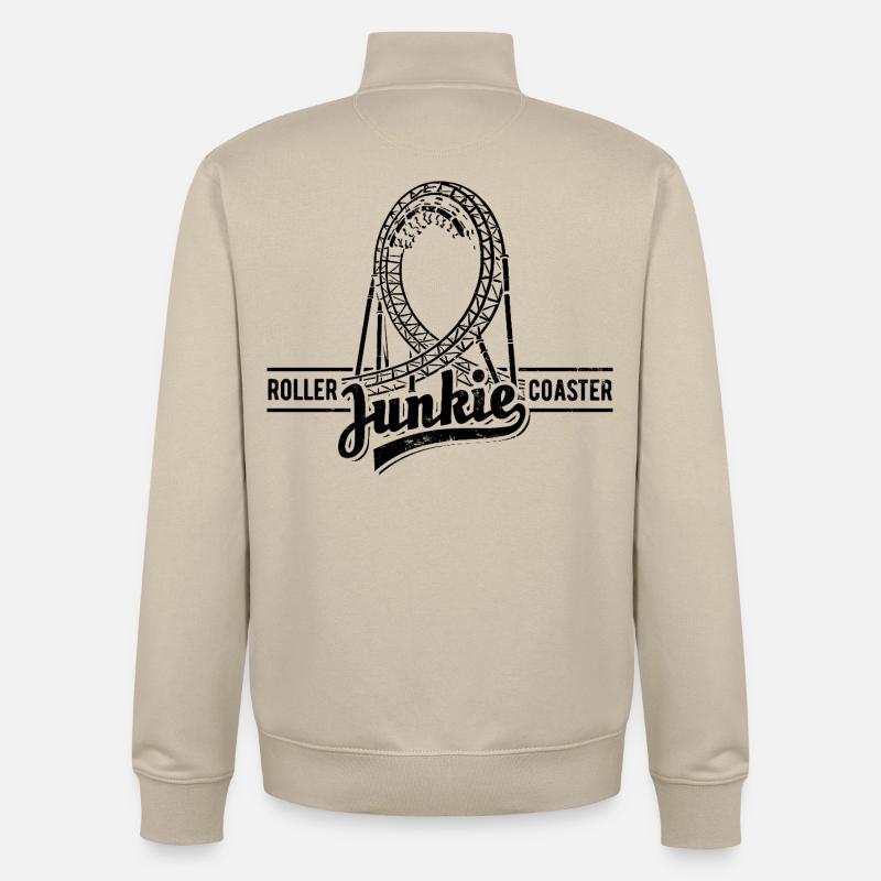Rollercoaster Junkie - Roller Coaster - Looping - Unisex Organic Zip Sweatshirt by Stanley/Stella - desert dust