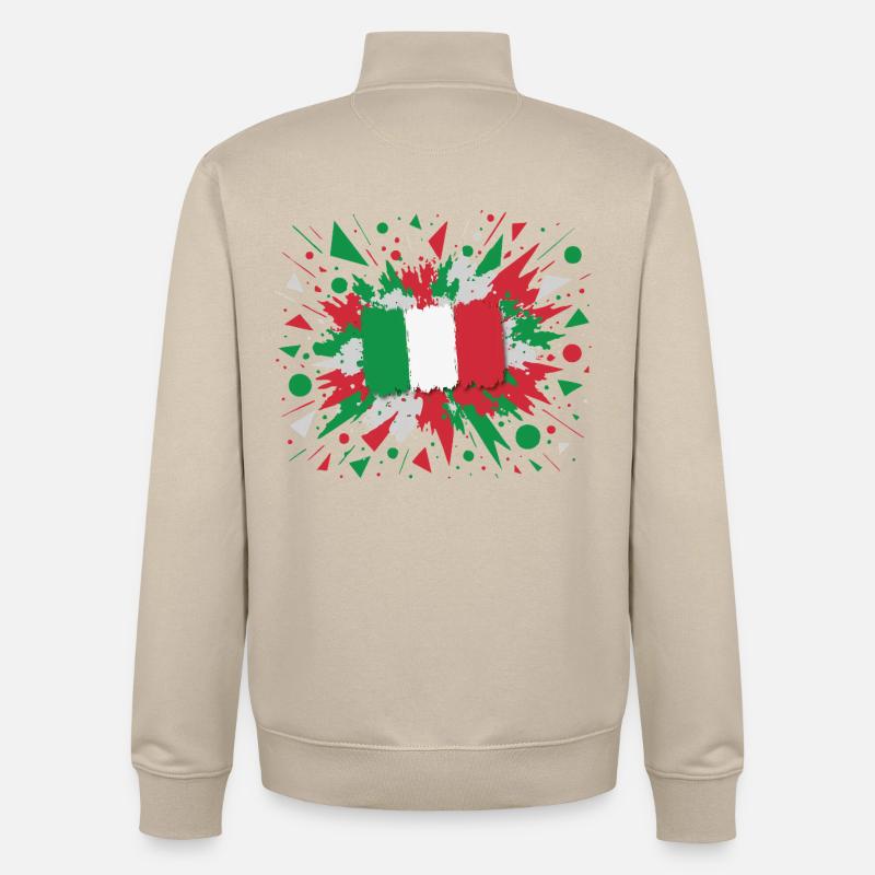 Impression d’art drapeau italien - Sweat zippé unisexe en coton bio Stanley/Stella - beige crème
