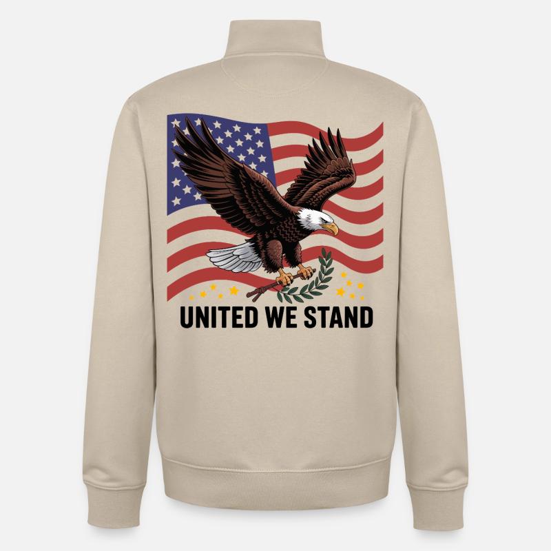 Aigle et drapeau - Sweat zippé unisexe en coton bio Stanley/Stella - beige crème