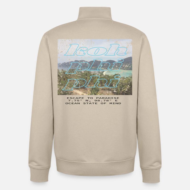 Rêve d’île tropicale - Sweat zippé unisexe en coton bio Stanley/Stella - beige crème
