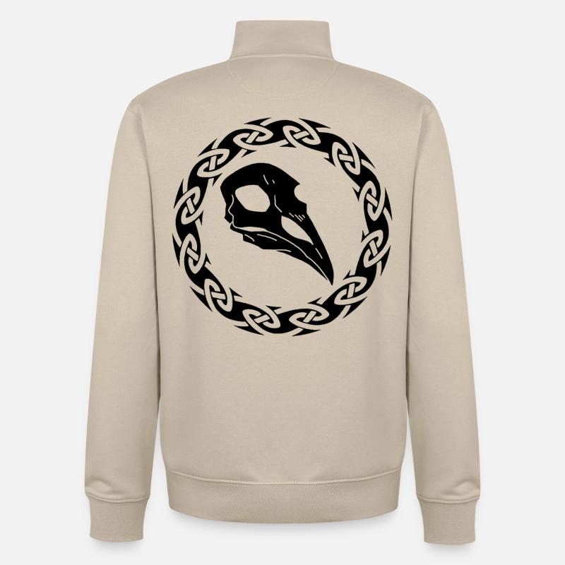Schwarzer Wikinger Rabe Schädel - Unisex Organic Zip Sweatshirt von Stanley/Stella - Cremebeige