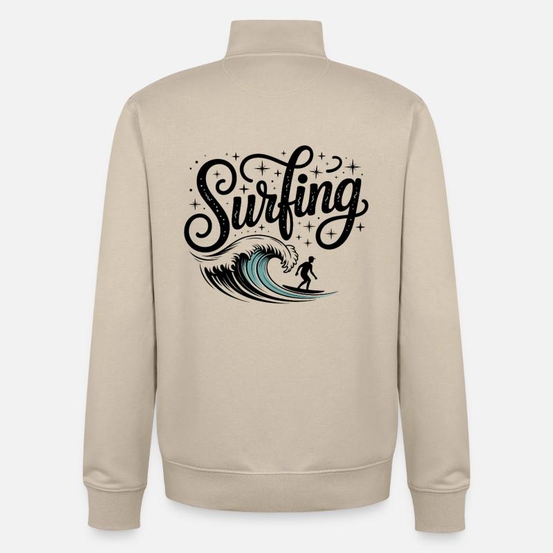 Surf - Logo Cool Surfer - Sweat zippé unisexe en coton bio Stanley/Stella - beige crème