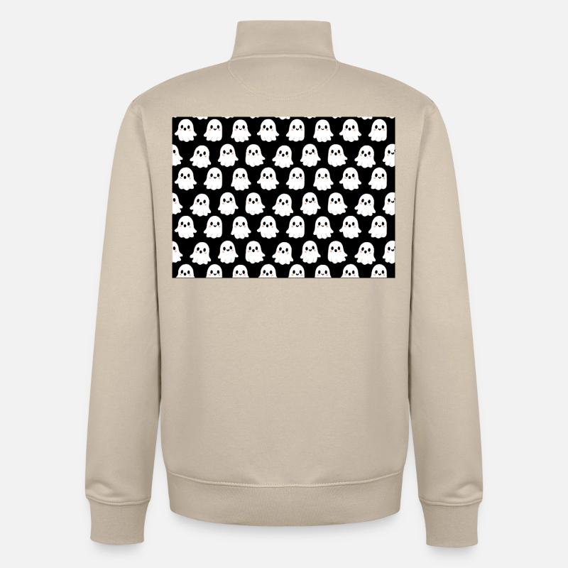 Cute Ghosts Pattern - Unisex Organic Zip Sweatshirt by Stanley/Stella - desert dust