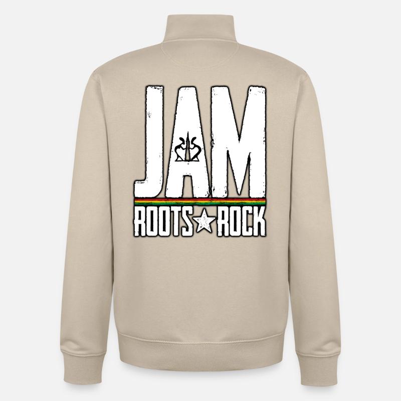 JAM Roots Rock Reggae Design - Sweat zippé unisexe en coton bio Stanley/Stella - beige crème