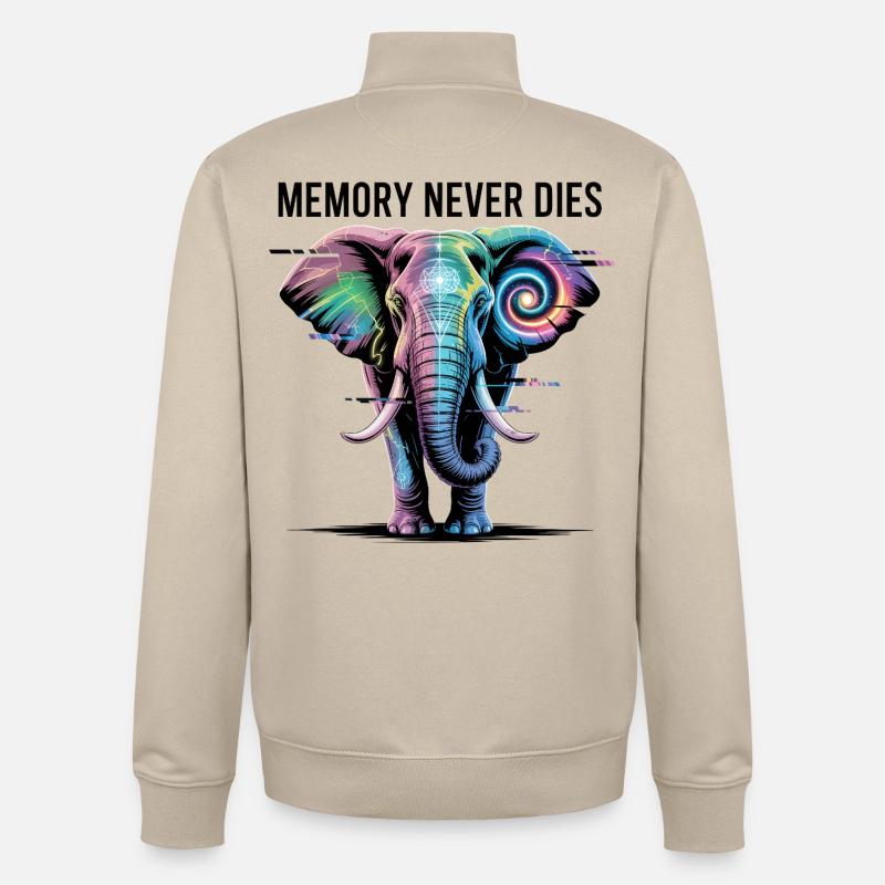 Psychedelischer Elefant mit kosmischer Spirale - Unisex Organic Zip Sweatshirt von Stanley/Stella - Cremebeige