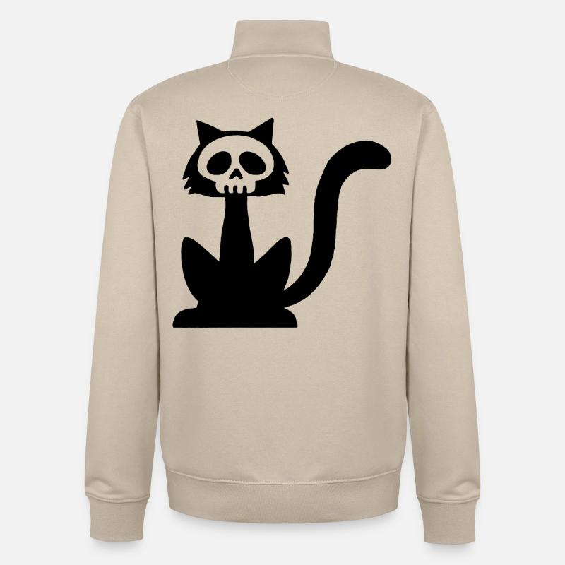 Crâne de chat noir - Sweat zippé unisexe en coton bio Stanley/Stella - beige crème