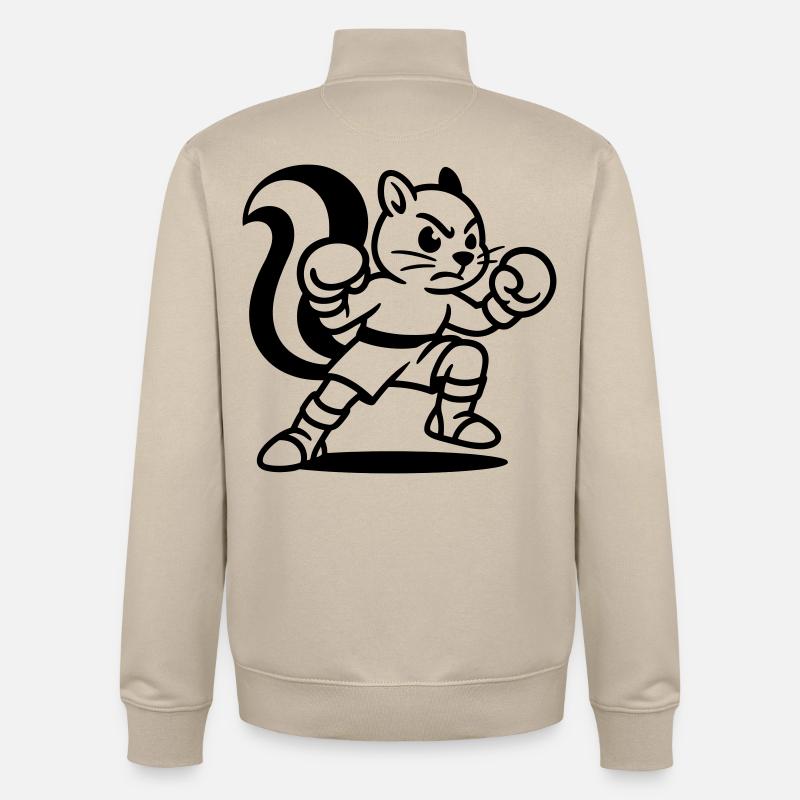 Boxer Écureuil - Sweat zippé unisexe en coton bio Stanley/Stella - beige crème