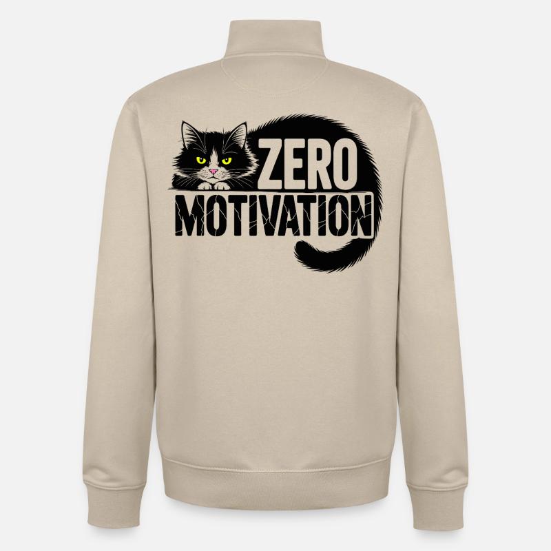 Chat sans motivation - Sweat zippé unisexe en coton bio Stanley/Stella - beige crème