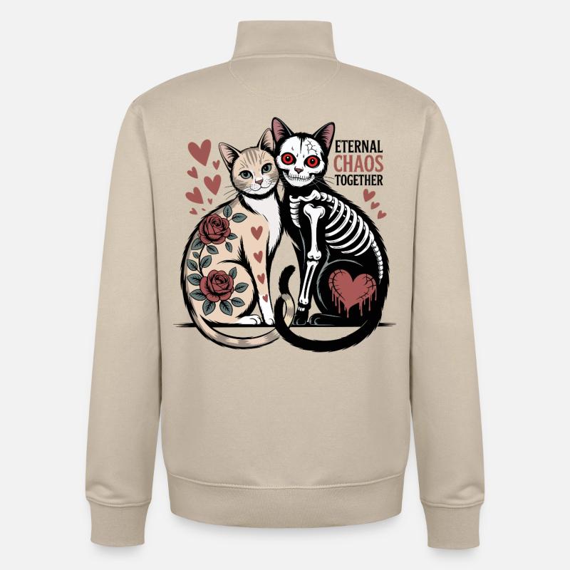 Chats du Chaos éternel - Sweat zippé unisexe en coton bio Stanley/Stella - beige crème