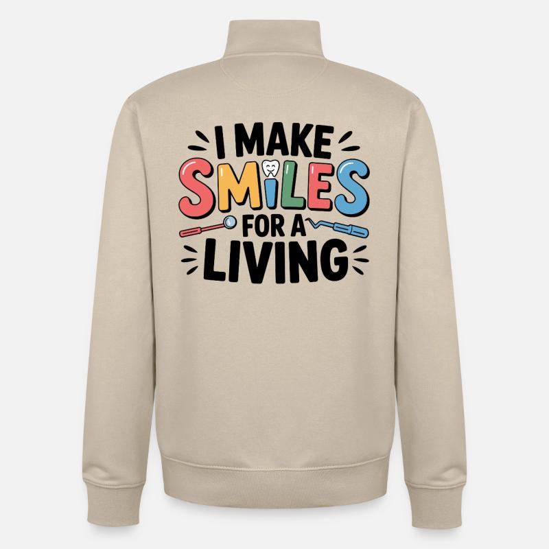 Couronnes Bridges Artisanat Dental Lab Tech - Sweat zippé unisexe en coton bio Stanley/Stella - beige crème