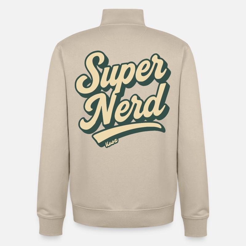 Super Nerd Retro Script - Sweat zippé unisexe en coton bio Stanley/Stella - beige crème