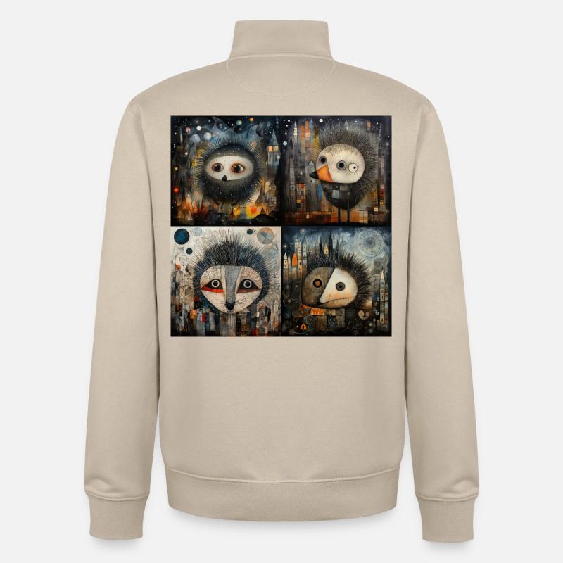 4 hedgehogs - Unisex Organic Zip Sweatshirt by Stanley/Stella - desert dust