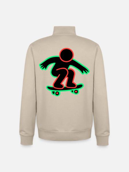 Neon Skateboarder Line Art - Unisex Organic Zip Sweatshirt by Stanley/Stella - desert dust