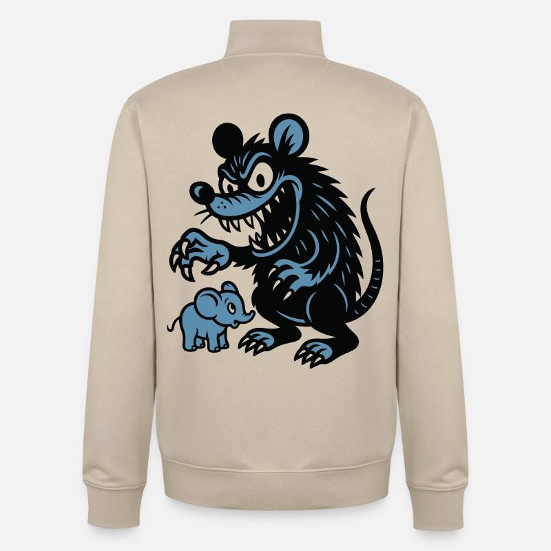 Rat géant et petit éléphant - Sweat zippé unisexe en coton bio Stanley/Stella - beige crème