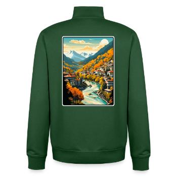 Sarajevo Bosnien Herbsttal Dorf Panorama - Unisex Organic Zip Sweatshirt von Stanley/Stella - Flaschengrün - Hinten - AI Model Male 185 dark (185cm)