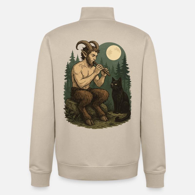 Nuit Forêt Démon Flûte Faune - Sweat zippé unisexe en coton bio Stanley/Stella - beige crème