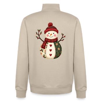 Snowman Christmas Magic Patchwork - Unisex Organic Zip Sweatshirt by Stanley/Stella - desert dust - Back - AI Model Male 185 dark (185cm)