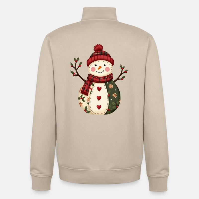 Snowman Christmas Magic Patchwork - Unisex Organic Zip Sweatshirt by Stanley/Stella - desert dust
