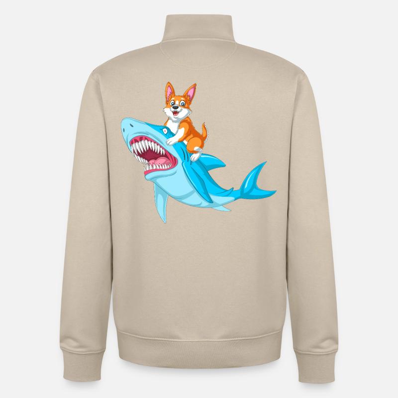 Corgi-Reithai lustiges Tierhemd - Unisex Organic Zip Sweatshirt von Stanley/Stella - Cremebeige