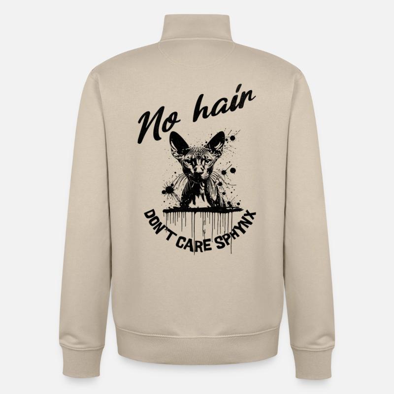 Sphynx Chat Sans Poils S’en Fiche - Sweat zippé unisexe en coton bio Stanley/Stella - beige crème