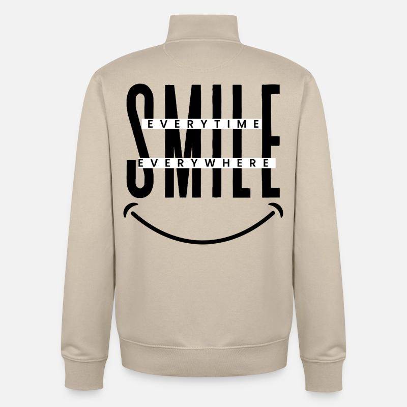 Smile Everytime, Everywhere  - Unisex Organic Zip Sweatshirt von Stanley/Stella - Cremebeige