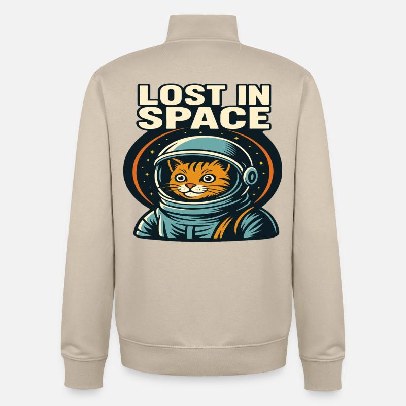 Perdu dans l’espace Katzen Astronaut Design - Sweat zippé unisexe en coton bio Stanley/Stella - beige crème